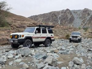 4x4 convoy on the Wahiba Sands, Sugar Dunes & Bar Al Hikman route during a 4WD Authority guided drive